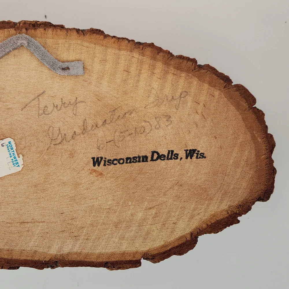 Wisconsin Dells scene on natural wood From 1983!